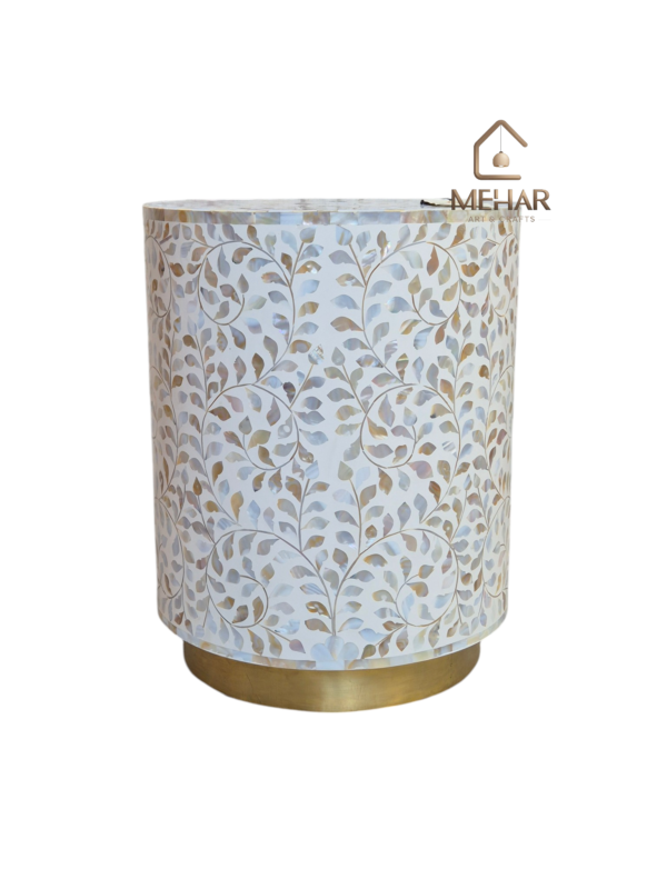 20251111_145601 WDN MOTHER OF PEARL INLAY FLORAL SIDE TABLE IN WHITE FINISH