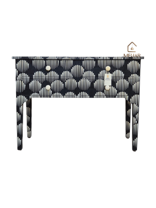 20251112_151859 WDN BONE INLAY CONSOLE TABLE 4 DRAWER - BLACK HALLWAY TABLE