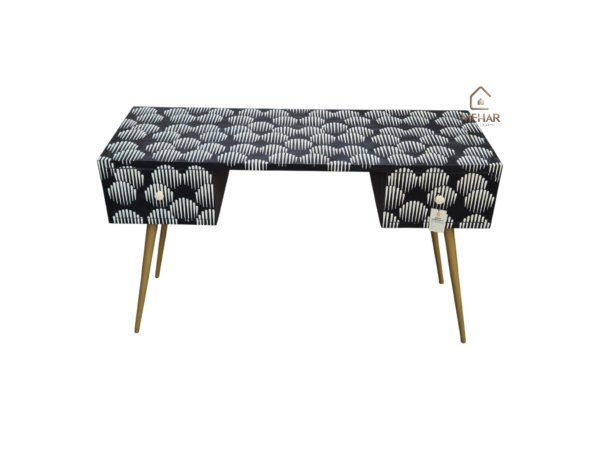 WDN BONE INLAY DEKS / CONSOLE 2 DRAWER WITH METAL LEG