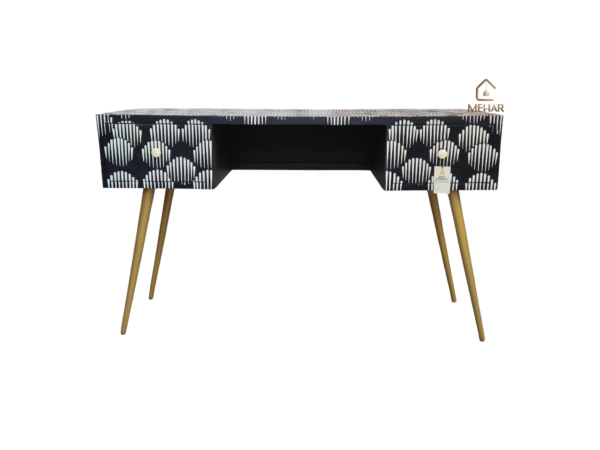 WDN BONE INLAY DEKS / CONSOLE 2 DRAWER WITH METAL LEG