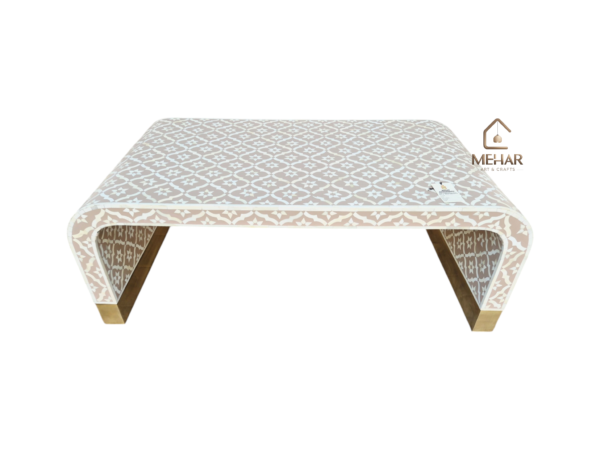 20260106_151350 WDN BONE INLAY U SHAPE COFFEE TABLE IN WHITE & BIEGE FINISH