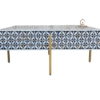 WDN MOTHER OF PEARL INLAY COFFEE TABLE WITH IMETAL LEGS