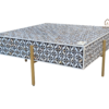 WDN MOTHER OF PEARL INLAY COFFEE TABLE WITH IMETAL LEGS