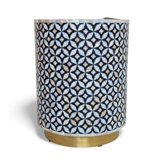 WDN MOP INLAY SIDE TABLE IN BLACK FINISH