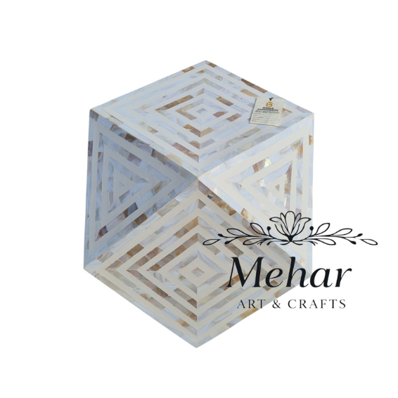 WDN MOP INLAY DIAMOND SHAPED STOOL/ SIDE TABLE