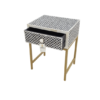 WDN Bone Inlay Bedside Table with Iron Base (1 Drawer)