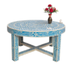3 (2) WDN BONE INLAY FLORAL COFFEE TABLE WITH MATCHING STOOL (SET OF 5)