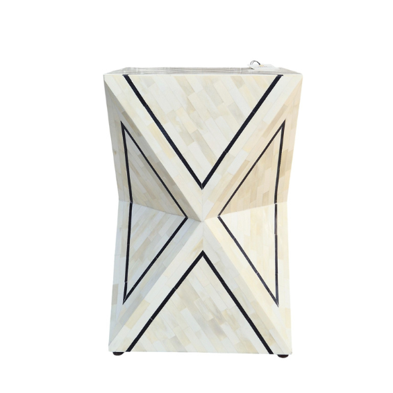 WDN NATURAL FINISH BONE INLAY SIDE TABLE