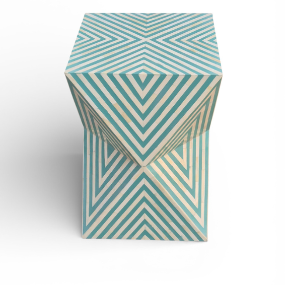 WDN BONE INLAY SIDE TABLE IN TURQUOISE