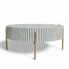 3 (3) WDN BONE INLAY ROUND COFFEE TABLE WITH METAL LEGS (STRIPPED PATTERN)