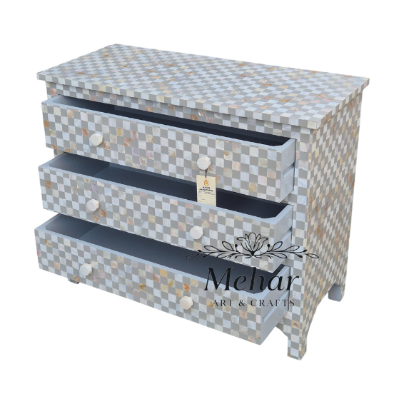 WDN MOP INLAY CHEST OF DRAWER WITH 3 DRAWER