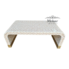 WDN BONE INLAY U SHAPE COFFEE TABLE IN WHITE & BIEGE  FINISH