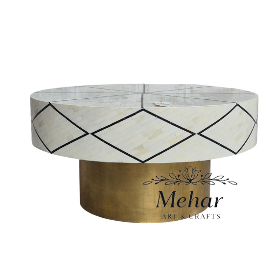 WDN NATURALE BONE INLAY COFFEE TABLE IN WHITE & BLACK FINIS
