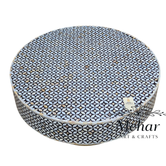 WDN MOP INLAY COFFEE TABLE IN BLACK FINISH