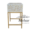 MOP Floral Inlay Bedside Table with Iron Base (1 DR)