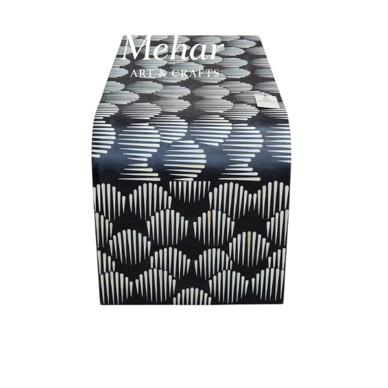 WDN BONE INLAY U COFFEE TABLE IN WHITE AND BLACK FINISH