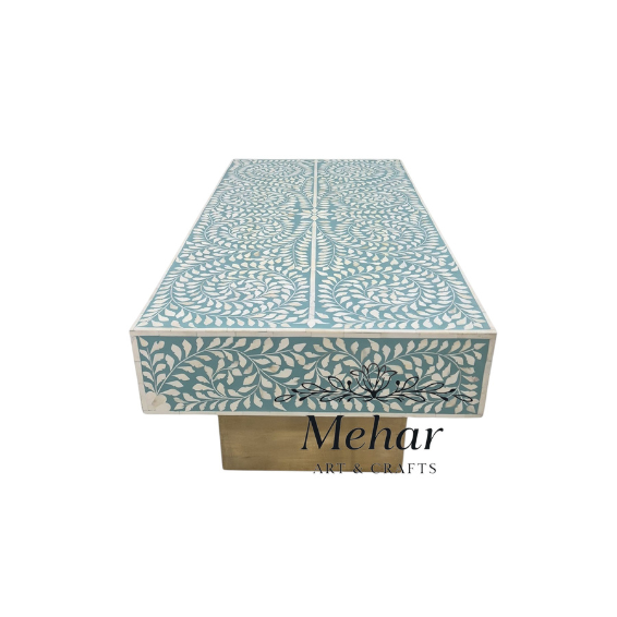 WDN BONE INLAY FLORAL COFFEE TABLE