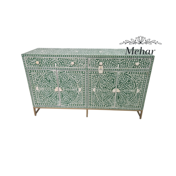 WDN FLORAL BONE INLAY SIDEBOARD 2 DRAWER 4 DOOR