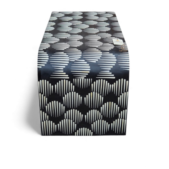 3 WDN BONE INLAY U COFFEE TABLE IN WHITE AND BLACK FINISH