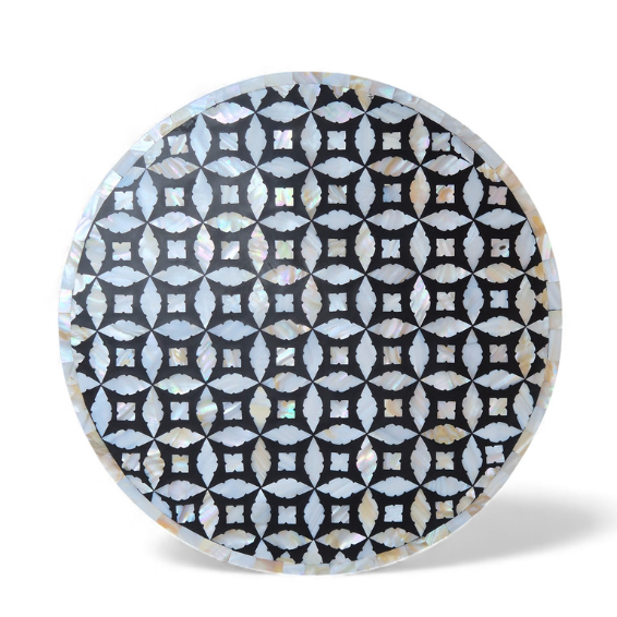 WDN MOP INLAY SIDE TABLE IN BLACK FINISH