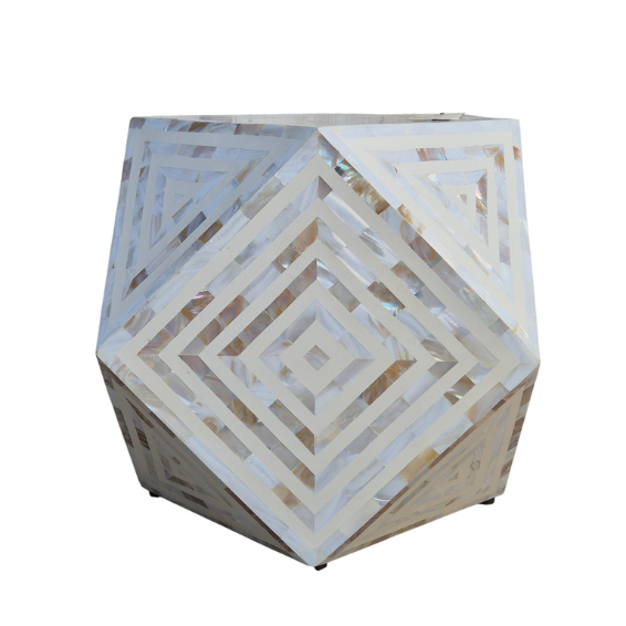 WDN MOP INLAY DIAMOND SHAPED STOOL/ SIDE TABLE