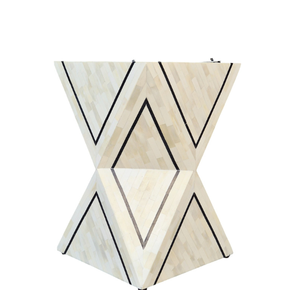 WDN NATURAL FINISH BONE INLAY SIDE TABLE