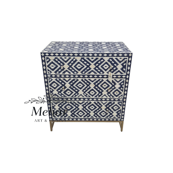 WDN BONE INLAY CHEST OF DRAWERS WITH 3 DRAWER WITH IRON BASE