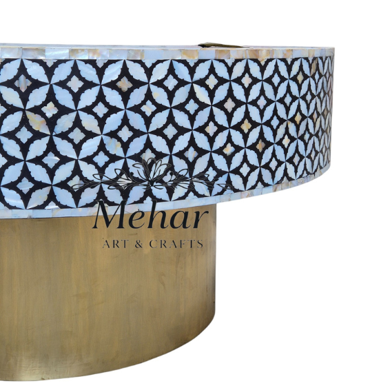 WDN MOP INLAY COFFEE TABLE IN BLACK FINISH