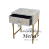 MOP Floral Inlay Bedside Table with Iron Base (1 DR)