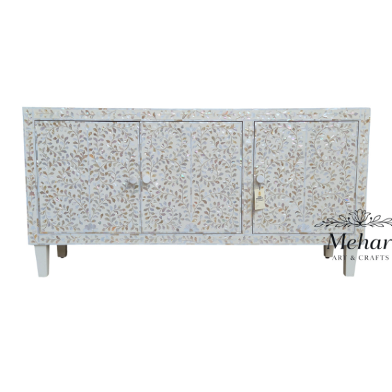 WDN FLORAL MOP INLAY SIDEBOARD 3 DOOR