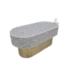 4 WDN BONE INLAY COFFEE TABLE IN OVAL SHAPE IN GREY WHITE FINISH
