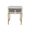WDN Bone Inlay Bedside Table with Iron Base (1 Drawer)