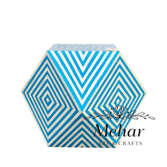 WDN BONE INLAY DIAMOND SHAPED STOOL/ SIDE TABLE