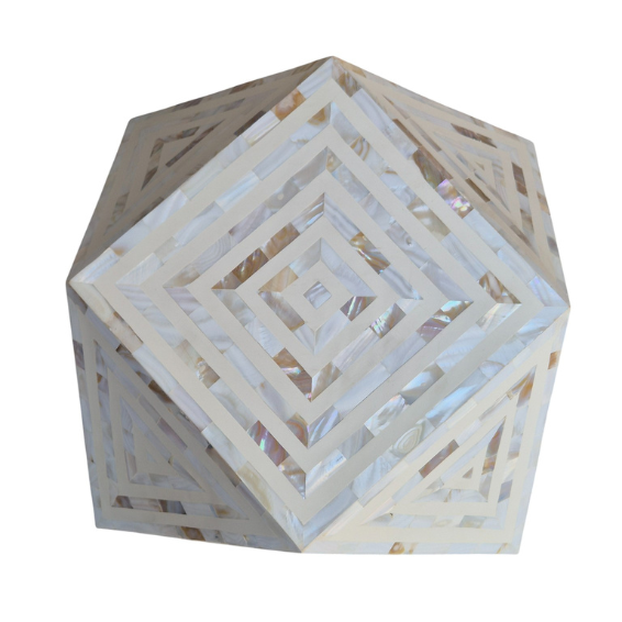 WDN MOP INLAY DIAMOND SHAPED STOOL/ SIDE TABLE