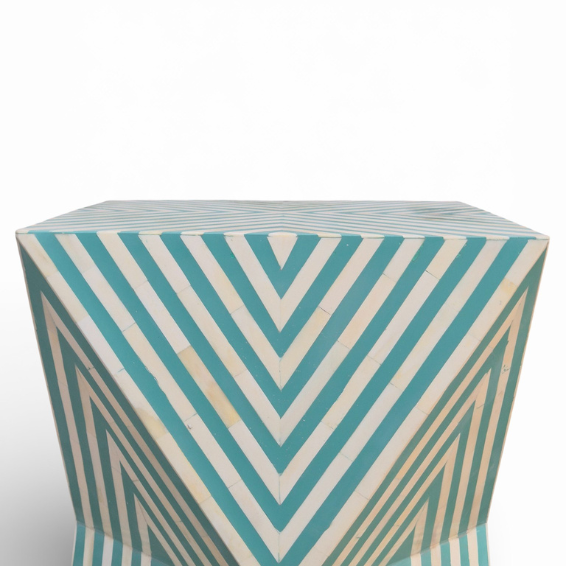 WDN BONE INLAY SIDE TABLE IN TURQUOISE