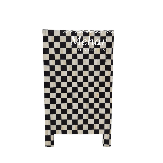 WDN BONE INLAY CHEST OF DRAWERS IN BLACK & WHITE FINISH