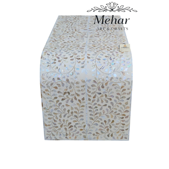 WDN FLORAL MOP INLAY U SHAPE COFFEE TABLE IN WHITE FINISH