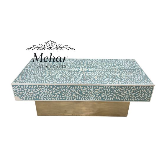 WDN BONE INLAY FLORAL COFFEE TABLE
