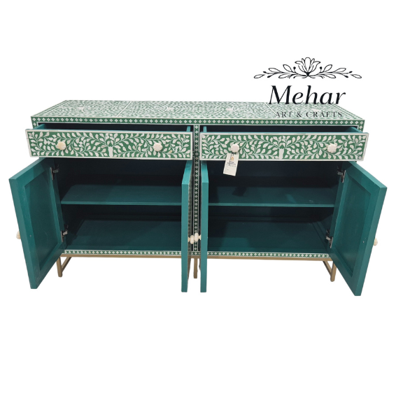 WDN FLORAL BONE INLAY SIDEBOARD 2 DRAWER 4 DOOR