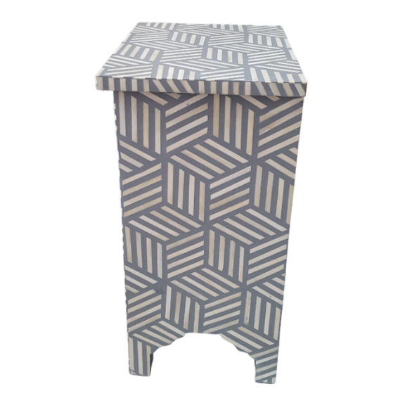 India Touch WDN Bone Inlay Bedside Table with 2 Drawers