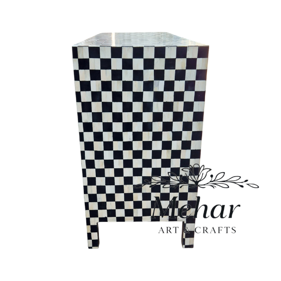 WDN BONE INLAY SIDEBOARD 2 DRAWER 4 DOOR IN BLACK AND WHITE FINISH