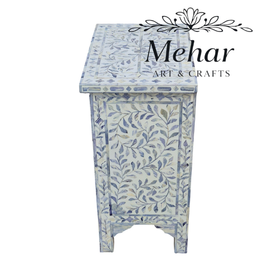 5 WDN Coloured Bone Inlay Bedside Table (2 Drawers)