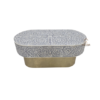 5 WDN BONE INLAY COFFEE TABLE IN OVAL SHAPE IN GREY WHITE FINISH