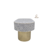 7 WDN BONE INLAY COFFEE TABLE IN OVAL SHAPE IN GREY WHITE FINISH