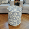 WDN FLORAL BONE INLAY SIDE TABLE IN GREY FINISH