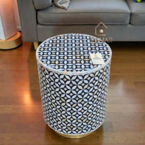 WDN MOTHER OF PEARL INLAY SIDE TABLE IN BLACK FINISH