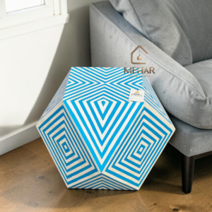 WDN BONE INLAY DIAMOND SHAPED STOOL/ SIDE TABLE