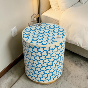 WDN BONE INLAY SIDE TABLE IN SKY BLUE FINISH