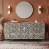 WDN BONE INLAY SIDEBOARD- BLACK & WHITE CHEST OF 9 DRAWER