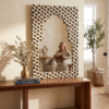 HANDCRAFTED TEAK WOOD INLAY MIRROR FRAME | GEOMETRIC WALL MIRROR